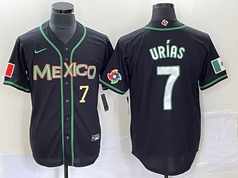 Men 2023 World Cub Mexico #7 Urias Black white Nike MLB Jersey17